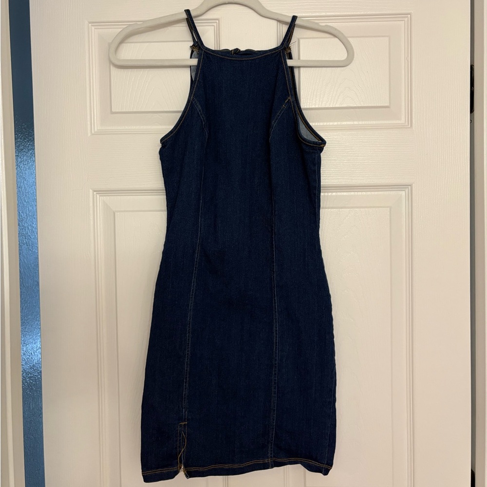 Denim Open-Back Mini Dress